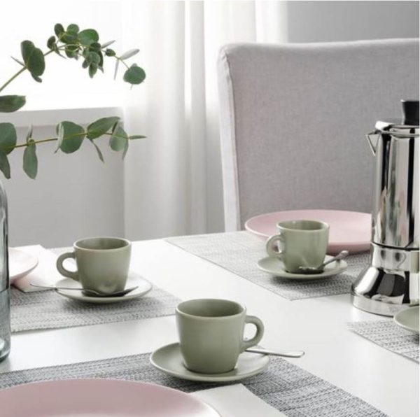 ست فنجان ایکیا مدل FARGKLAR رنگ سبز مات