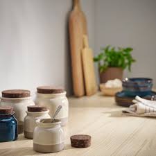 جار BRUGDHAJ با درب (ظرف سرامیکی کوچک بژ ۰.۳ لیتر)